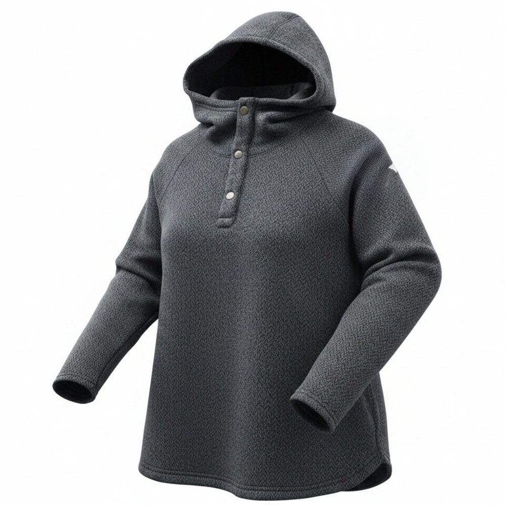 Columbia‎ XL Gray Herringbone Snap Neck Hoodie Pullover Gorpcore Outdoor Hiking